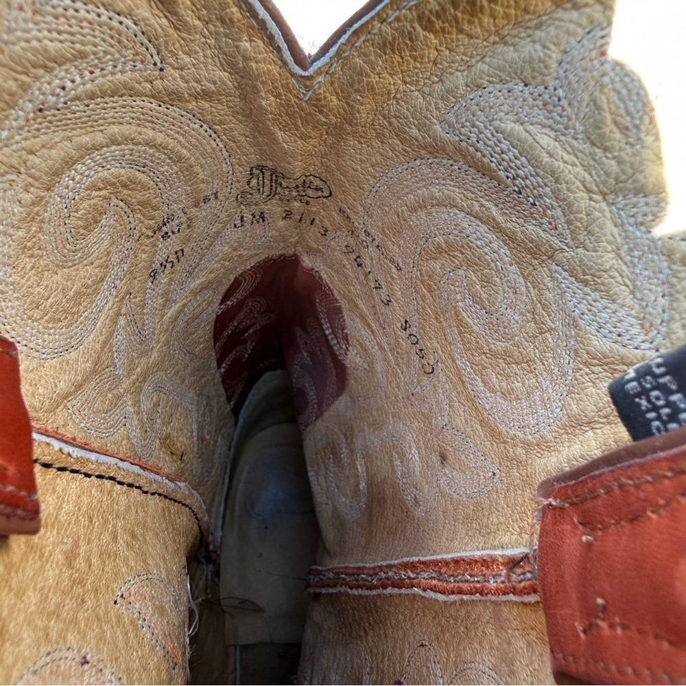 Justin Boots Men's Western Cowboy Boots Brown Pull-On Embroidered Snip Toe 9.5D - Picture 9 of 12